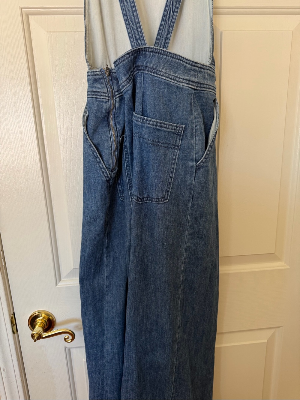 Maeve Wide-Leg Denim Overalls - Blue - Picture 4 of 6